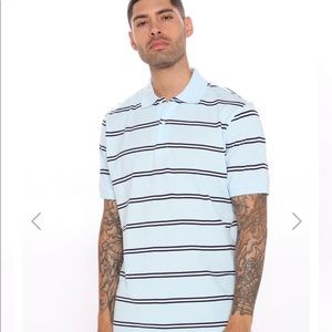 Men- Navy Blue Striped Polo Style Shirt